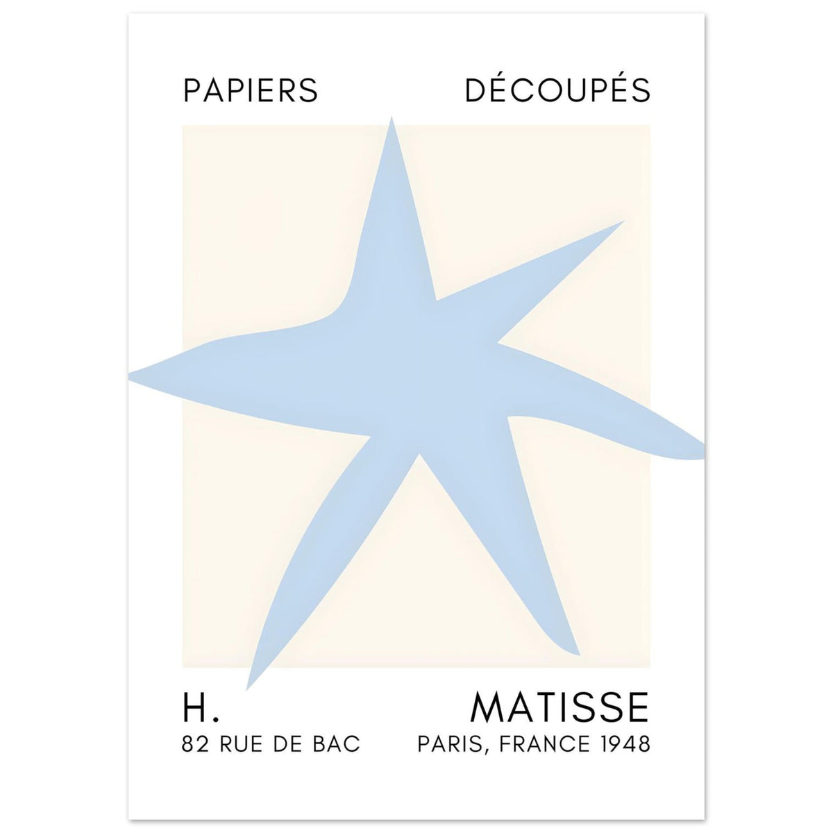 Artfulprints Poster Matisse – Star of the sea light blue  - 50x70 cm - Blauw