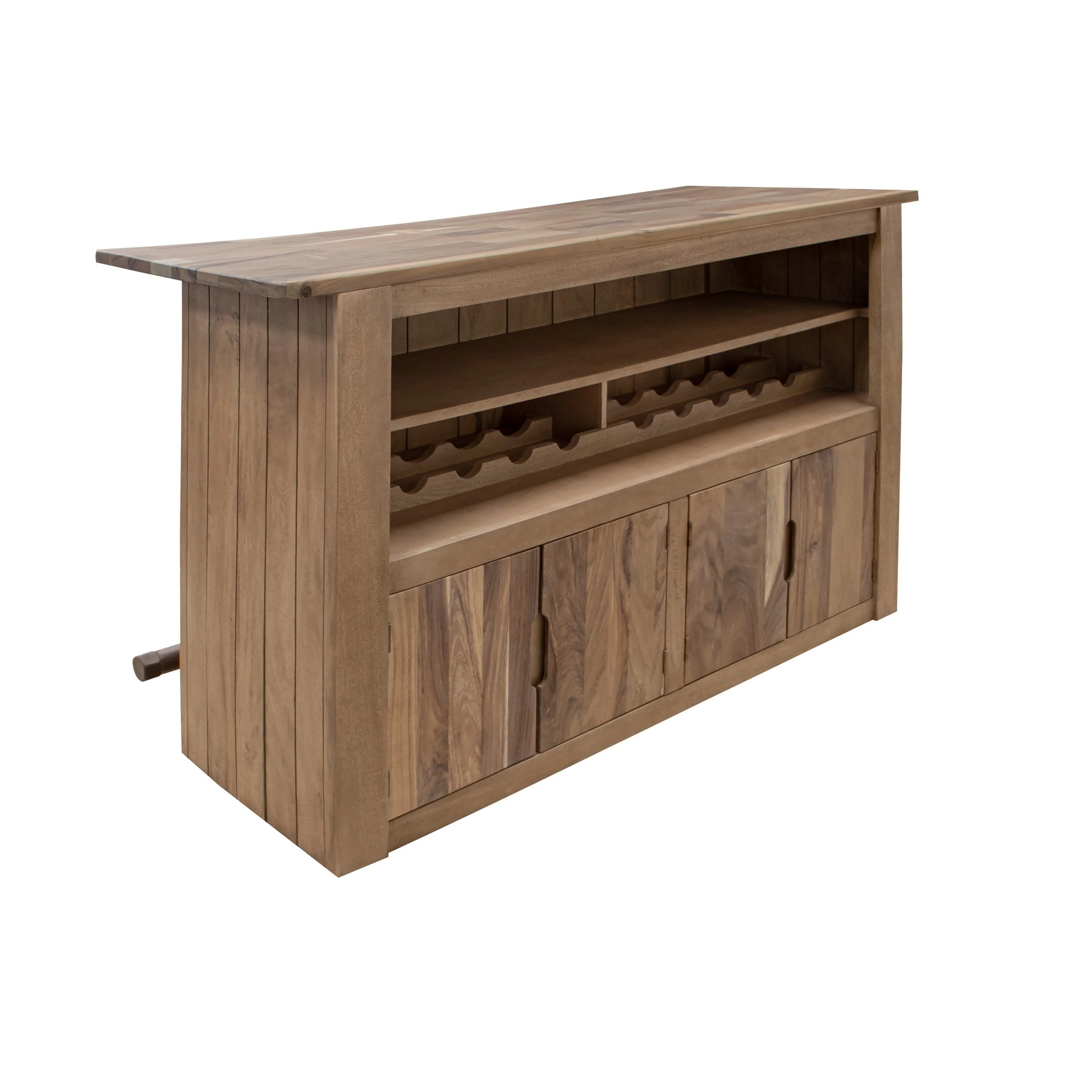 Czes Home Bar Counter Freestanding Table, Bottle Racks, Shelf in Brown Wood