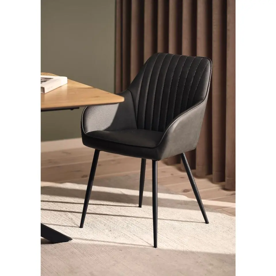 Nordic Home - Angelo armstoel pu-leer streep - grijs