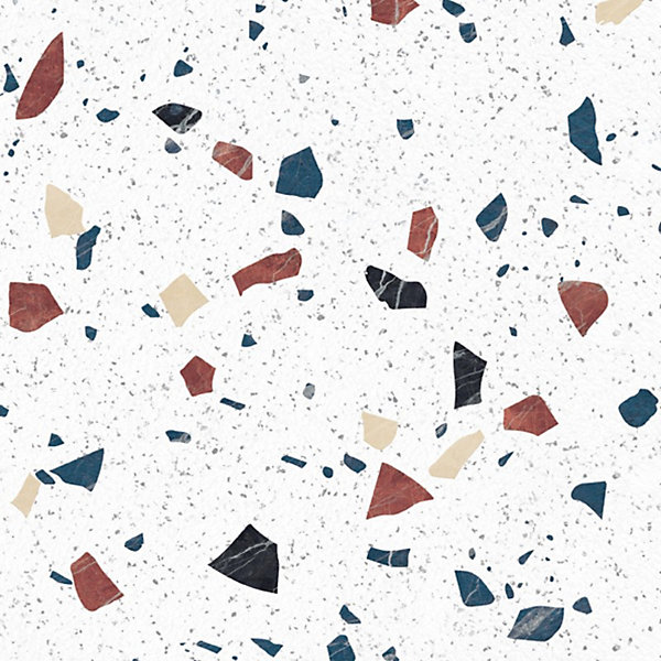 Crédence cuisine en aluminium - motif terrazzo blanc - 200x20 cm (en 2 bandeaux)
