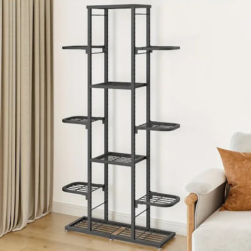 NNETM Heightened Dark Gray Metal Combination Flower Rack - Multi-Pot Succulent Holder
