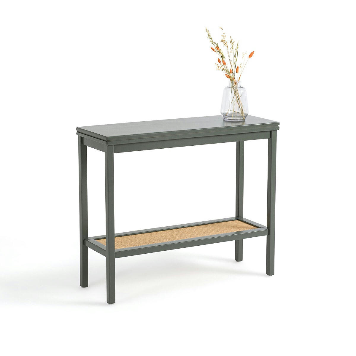 Console double plateau pin massif et cannage Gabin
