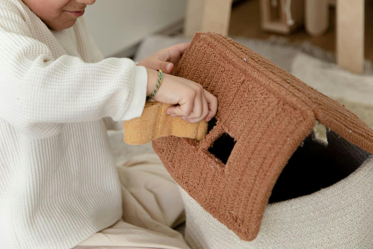 ECO-CITY - Panier de rangement maison toffee (22 x 22 x 34 cm)