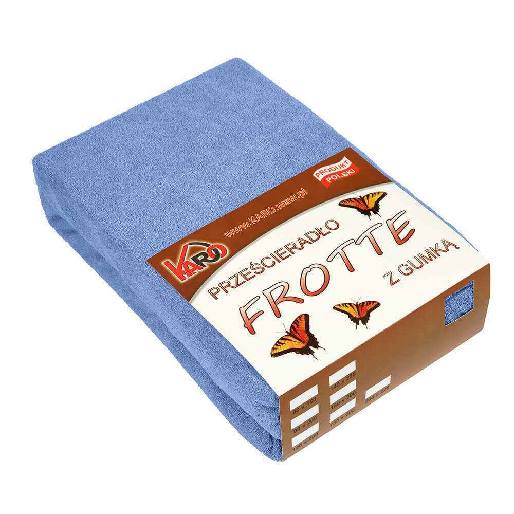Prześcieradło frotte z gumką 120x200 niebieskie 038 KARO
