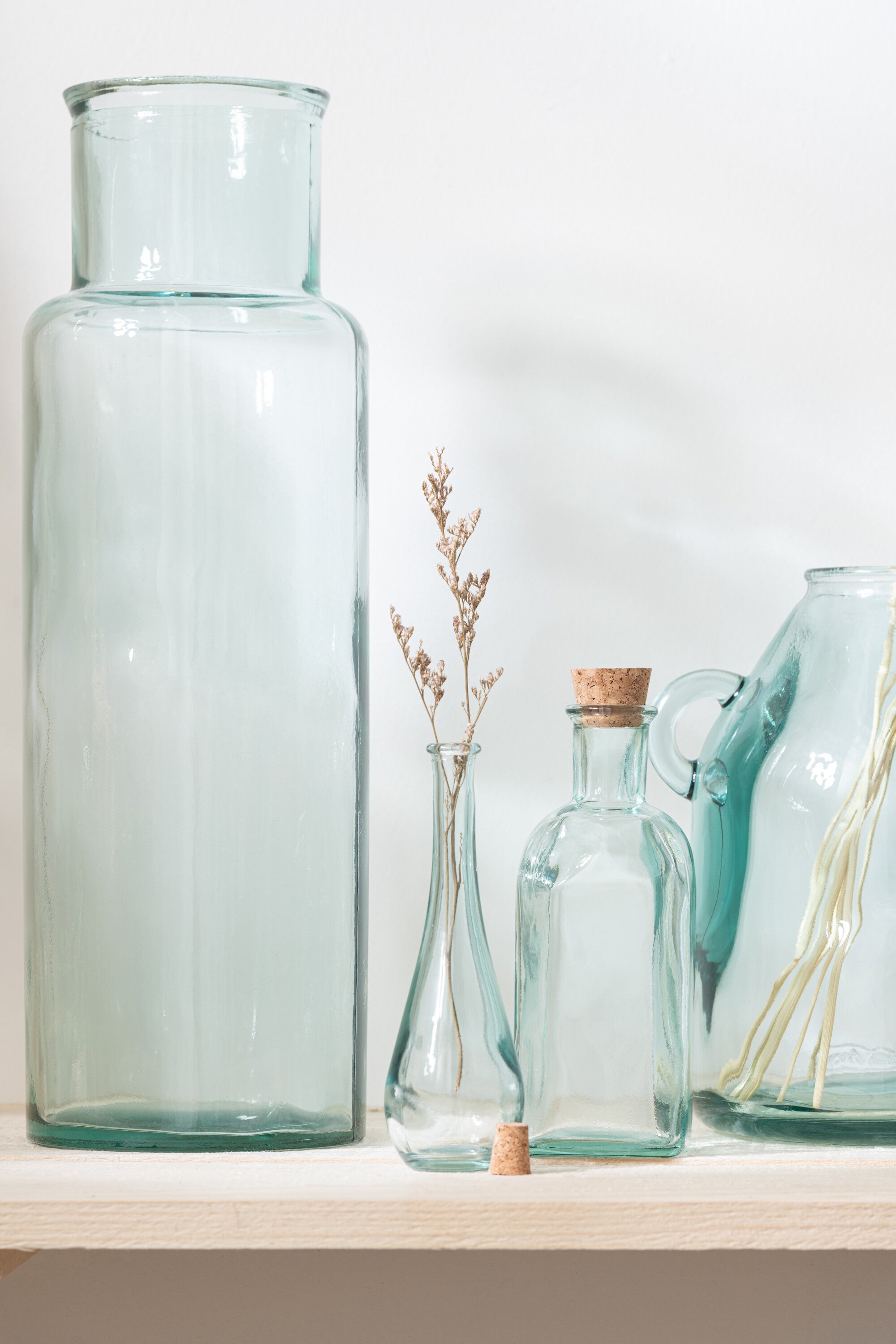 J-Line decoratie fles Werveling Rond Vierkant - glas - small - 3 stuks