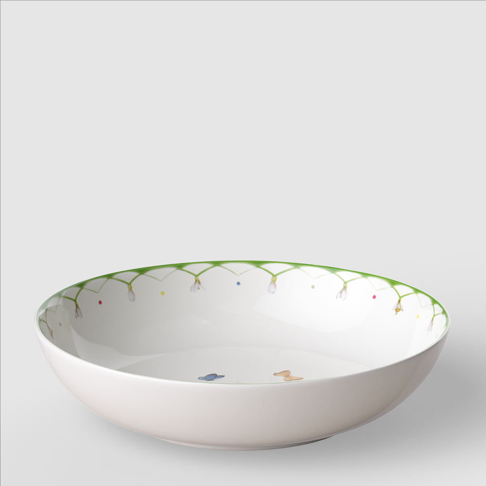Colourful Spring Appetizer/ Dessert Bowl - Green, 12.6 oz, Premium Porcelain