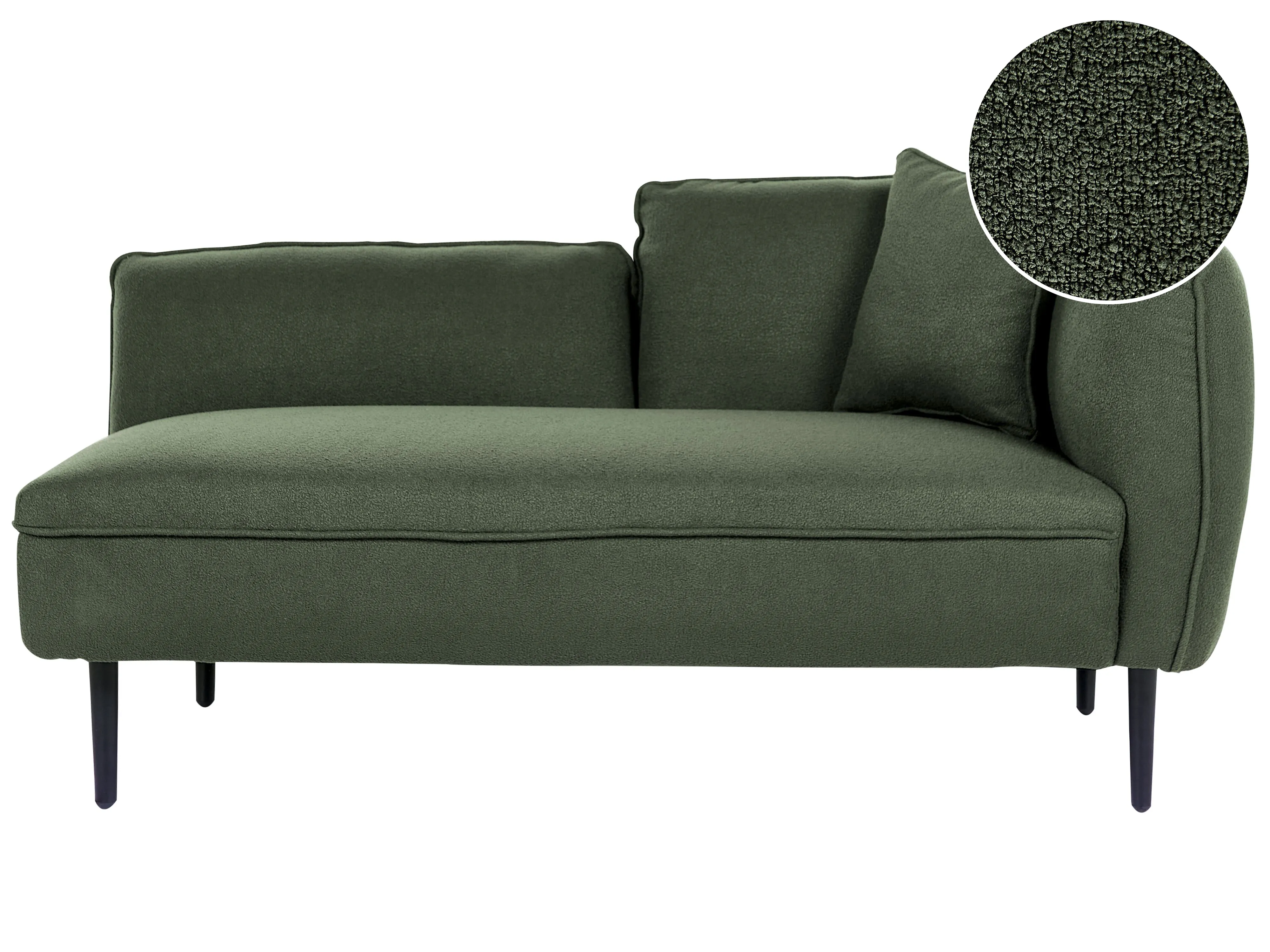 Left-Hand Chaise Longue CHEVANNES Boucle Dark Green