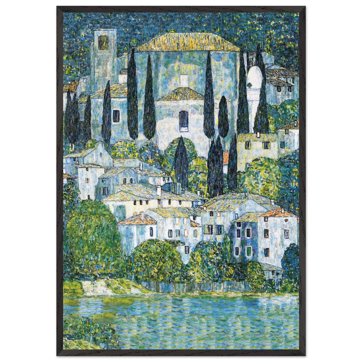 Artfulprints Poster met Lijst Gustav Klimt - Church in Cassone  - 70x100 cm - Donkergroen