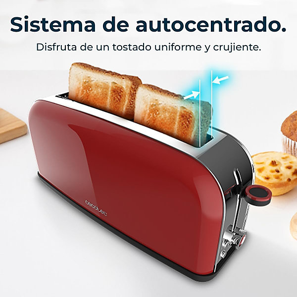 Grille-pain Rouge Inox 2 tranches 850W