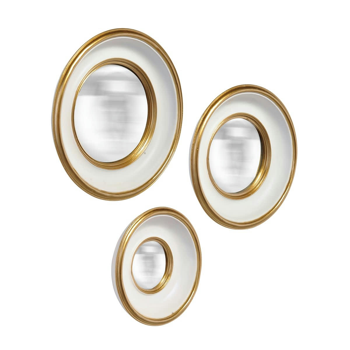- Lot de 3 miroirs convexes dorés 16, 19 et 23cm