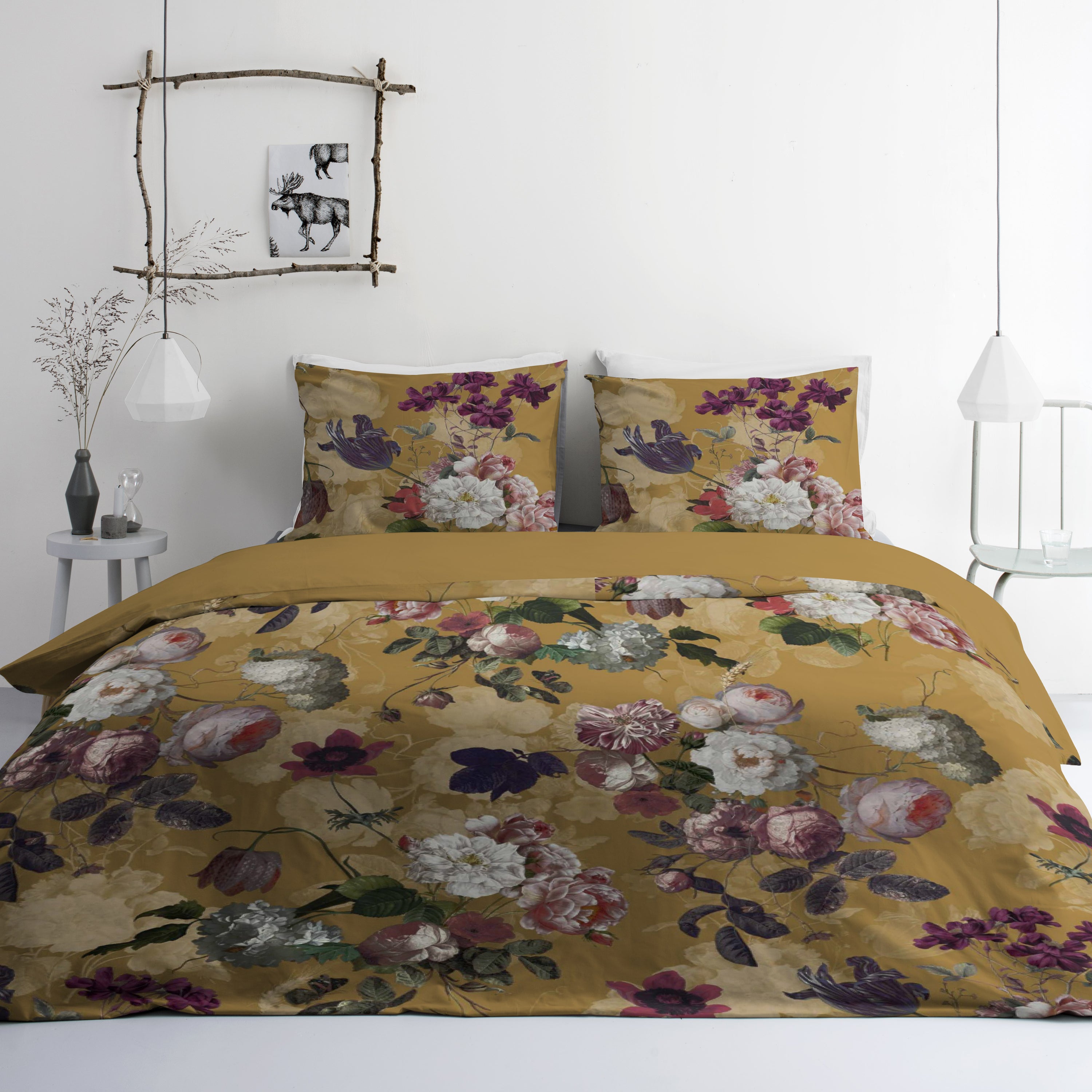 Byrklund Flowers United Dekbedovertrek 200 x 220 cm - Okergeel