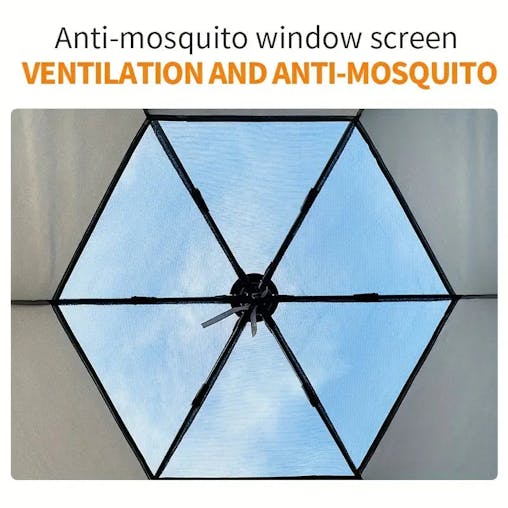 NNETM Hexagonal Fiberglass Pole Camping Tent - Silvery Glue Beige, 4-Person Capacity