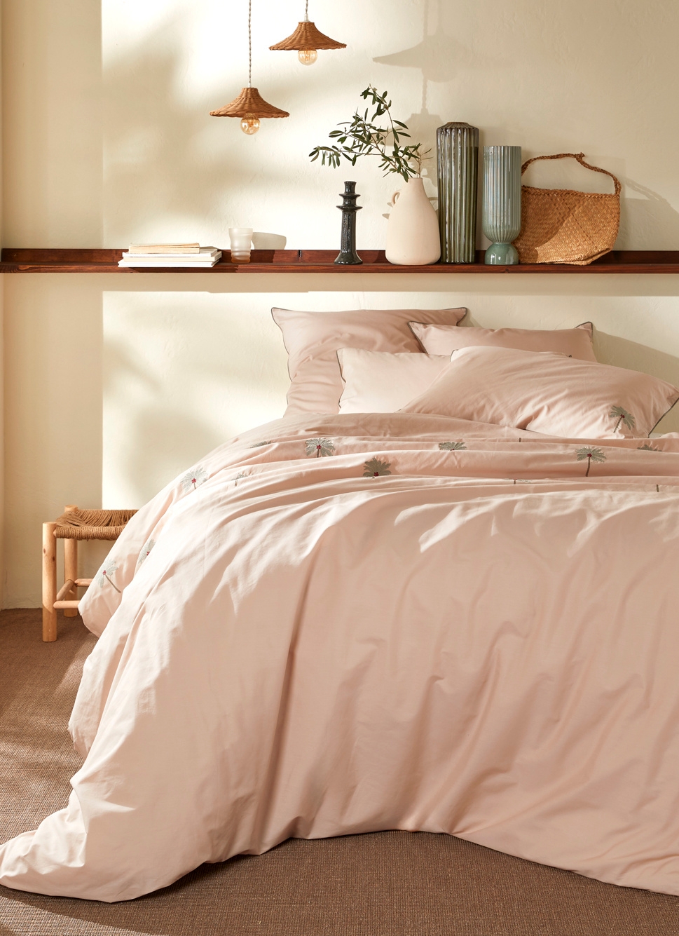 HOUSSE DE COUETTE EN PERCALE BRODÉE GUINÉE SEIGLE