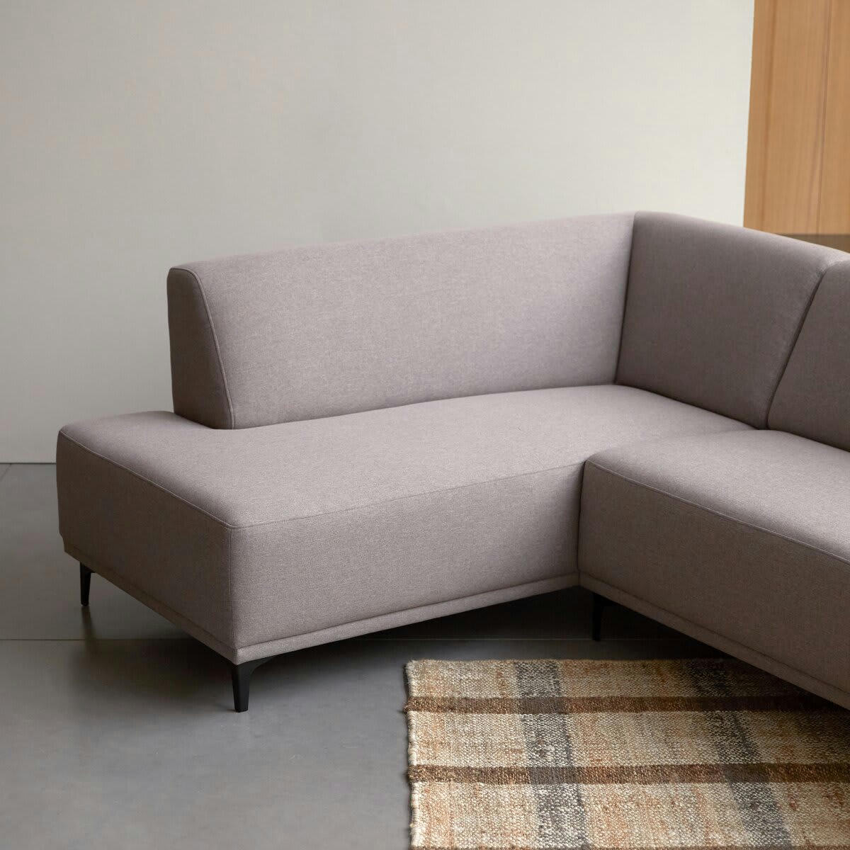 LARS - Canapé d'angle gauche en tissu gris 295 x 185 cm, 5 places