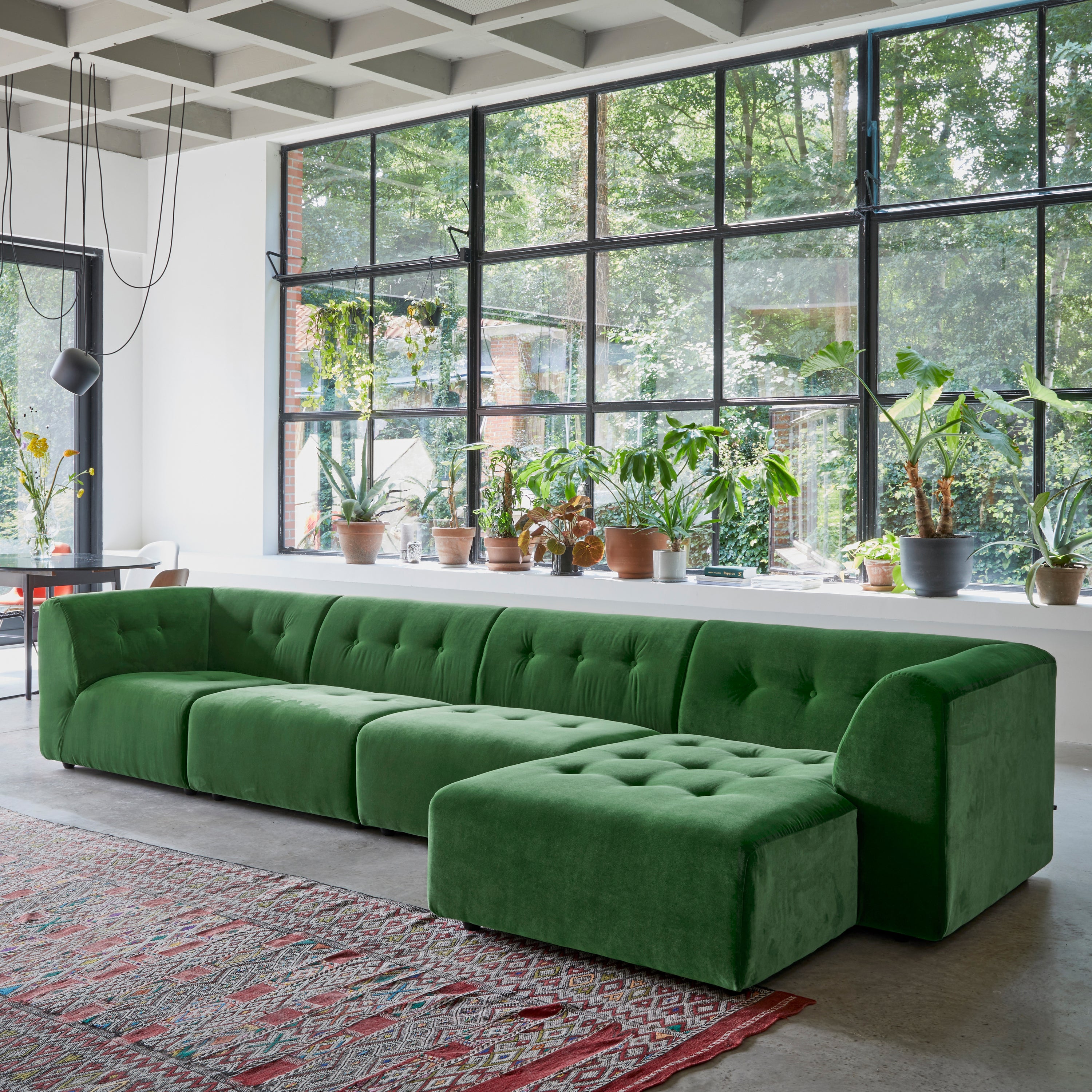 HKliving Vint Bank Element - Hoekstuk Links - Royal Velvet - Groen