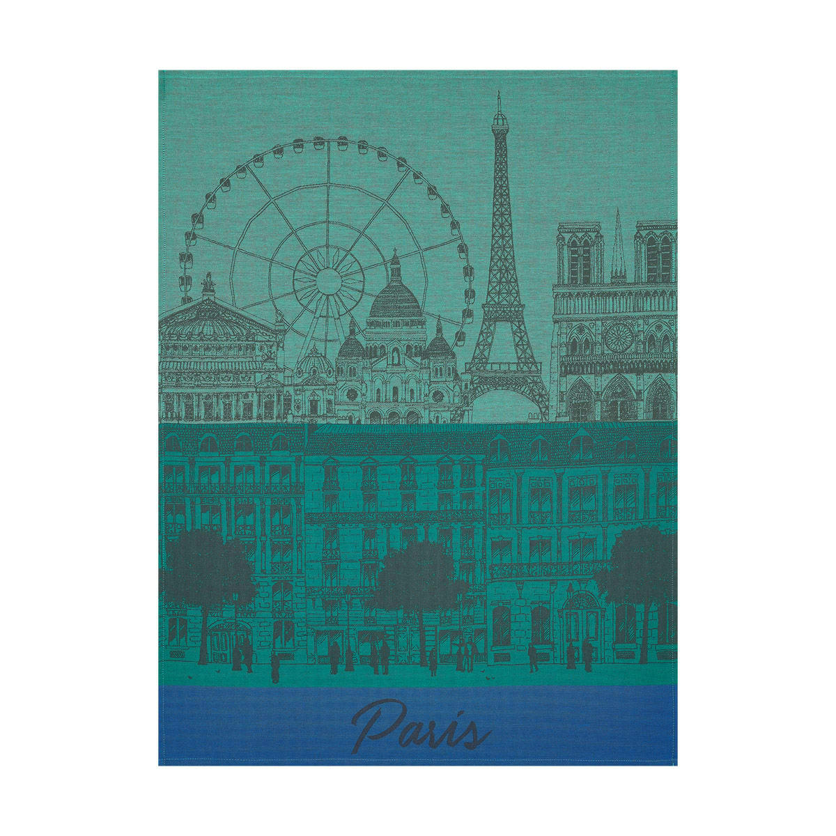 PARIS PANORAMA - Torchon en coton jardin 60 x 80