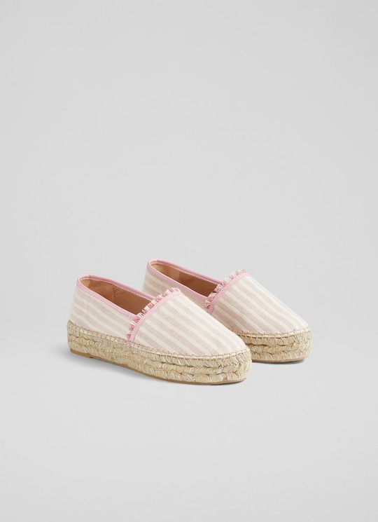 Tiana Pink Canvas Flatform Espadrilles