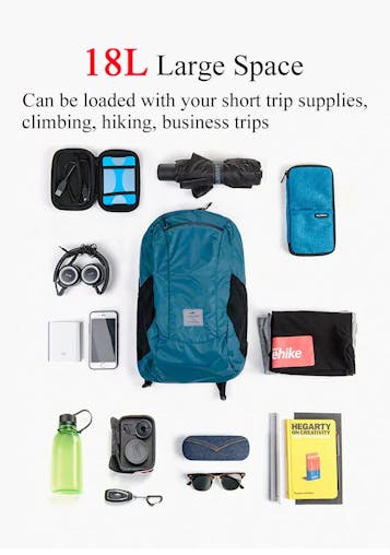 NNEOBA Ultralight 18L Foldable Waterproof Hiking Backpack - Blue