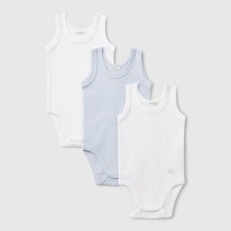 Three sleeveless bodysuits in cotton