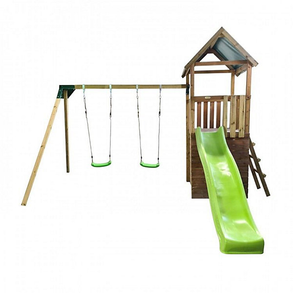 Aire de jeux Masgames TIBIDABO L toit en toile et balançoire Maison : avec maison à la base