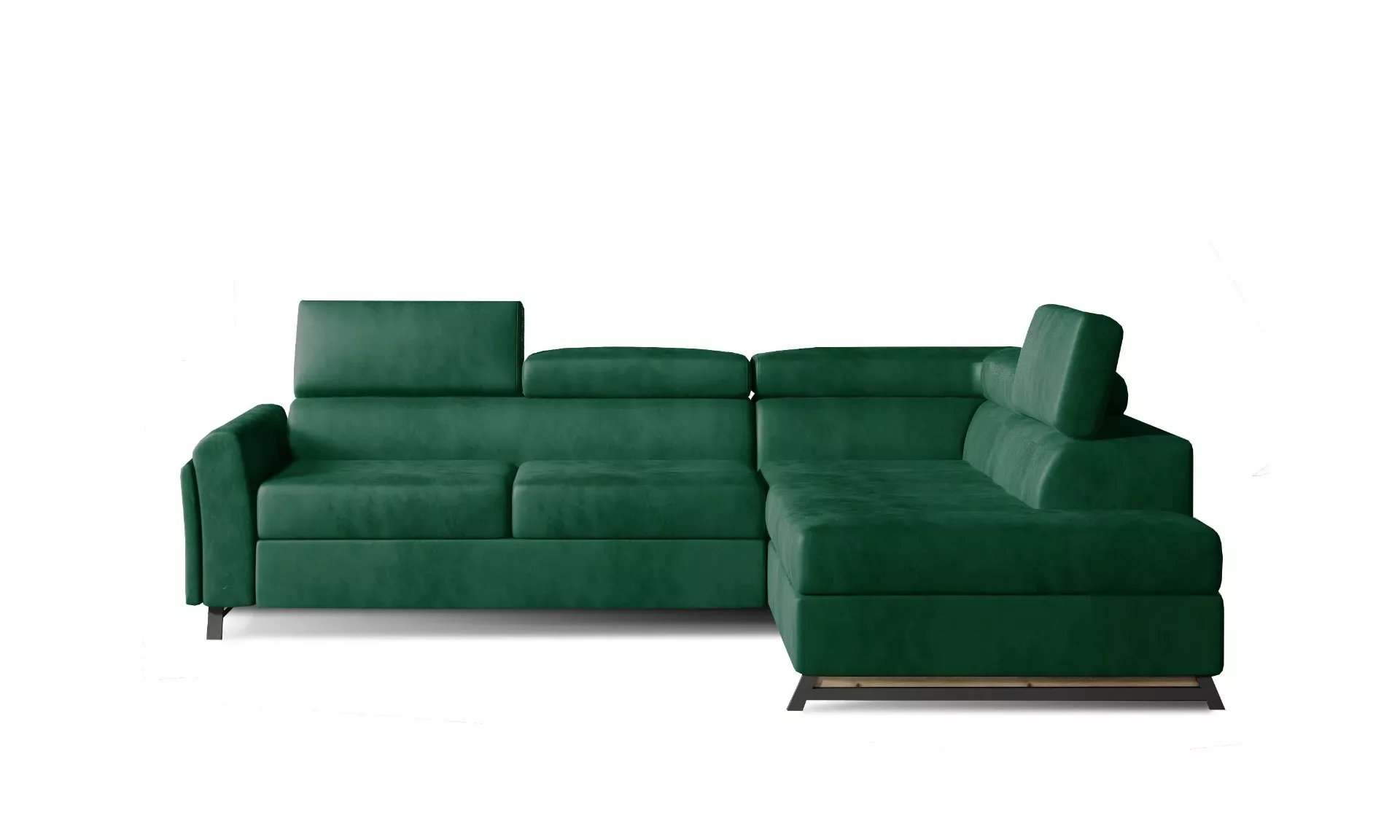 Narożnik z funkcją spania KAIROS VELVET zielony prawy