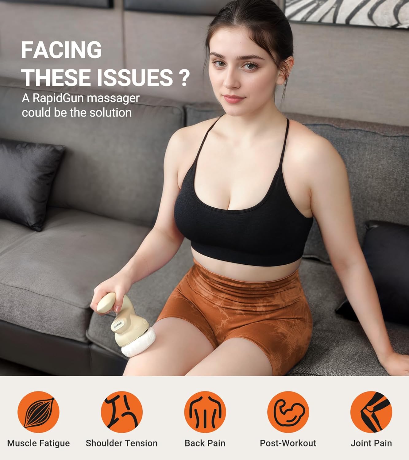 Prime Handheld Mini Orbital Therapy Massager - Rotating & Vibrating Deep Tissue Massager, Adjustable Multi-Speed Trigger Point Massage Tool for Body Pain Relief, Portable Muscle Recovery Gift