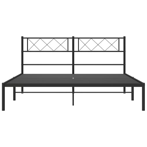 NNEVL Metal Bed Frame with Headboard Black 150x200 cm