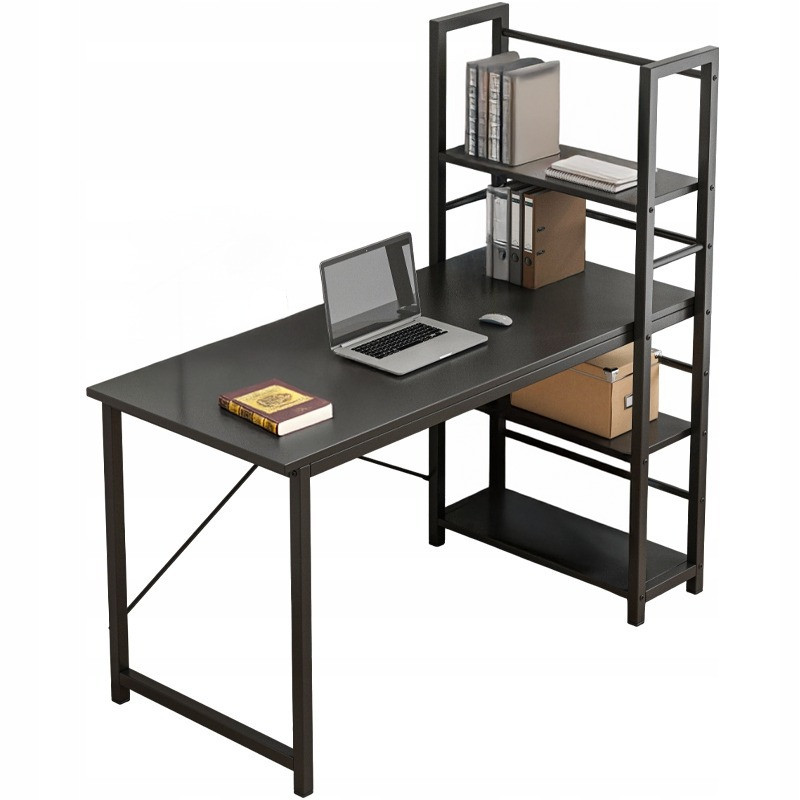 Biurko komputerowe z regałem czarne loft 120 cm