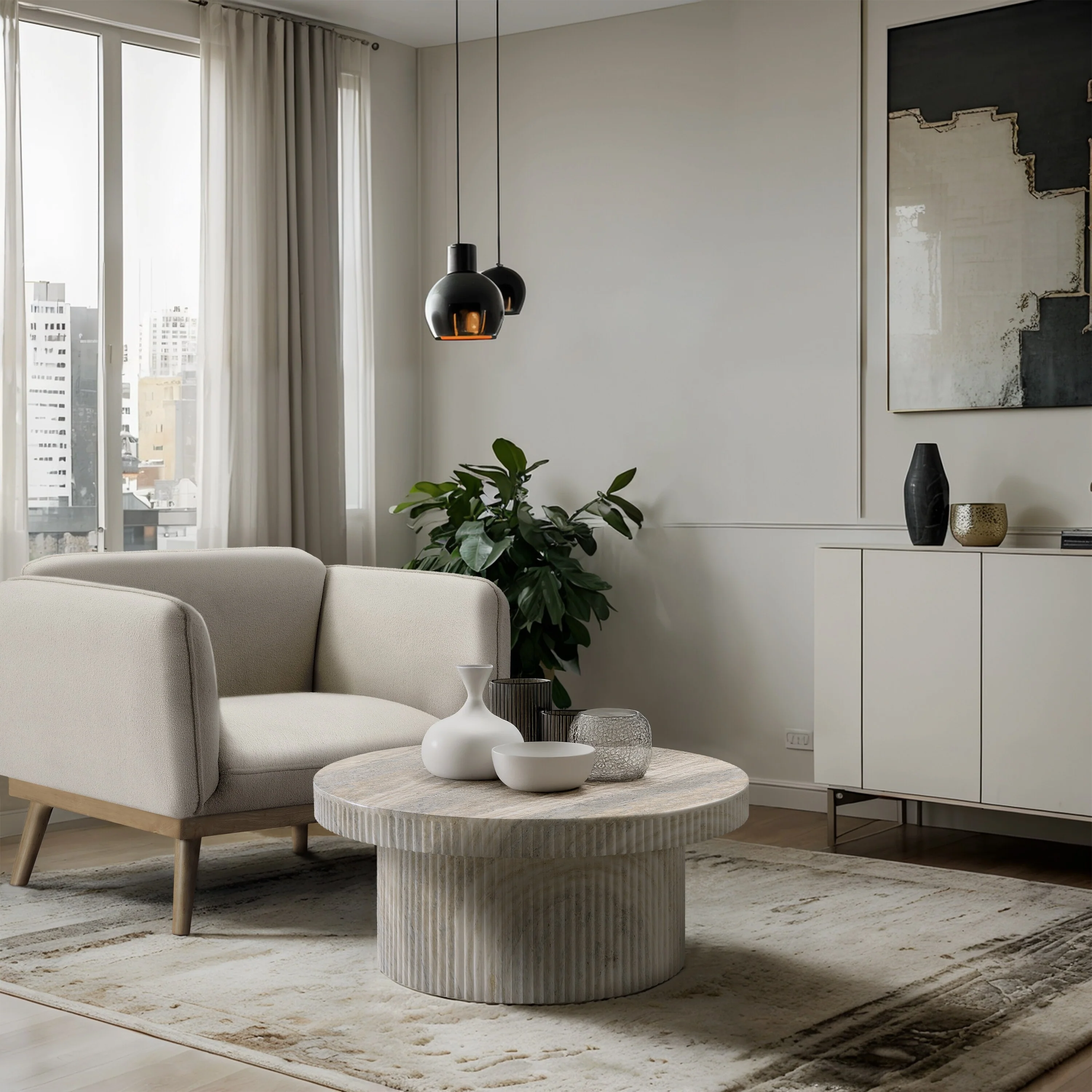 Legatto Travertine Finish Indoor/Outdoor Coffee Table