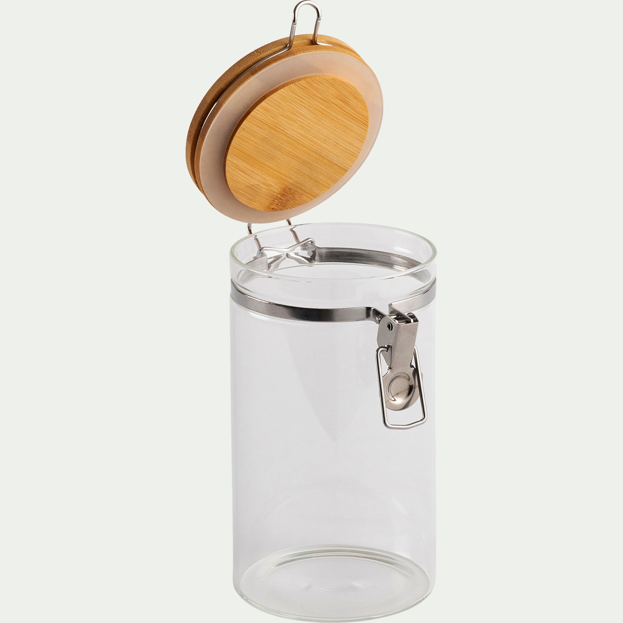 CLIPS - Bocal en verre avec couvercle en bambou 1L - transparent