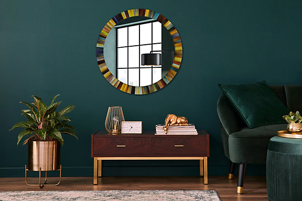 Miroir Circulaire avec Cadre Imprimé Décoratif Tulup 80 cm - 66 cm Rayons Colorés