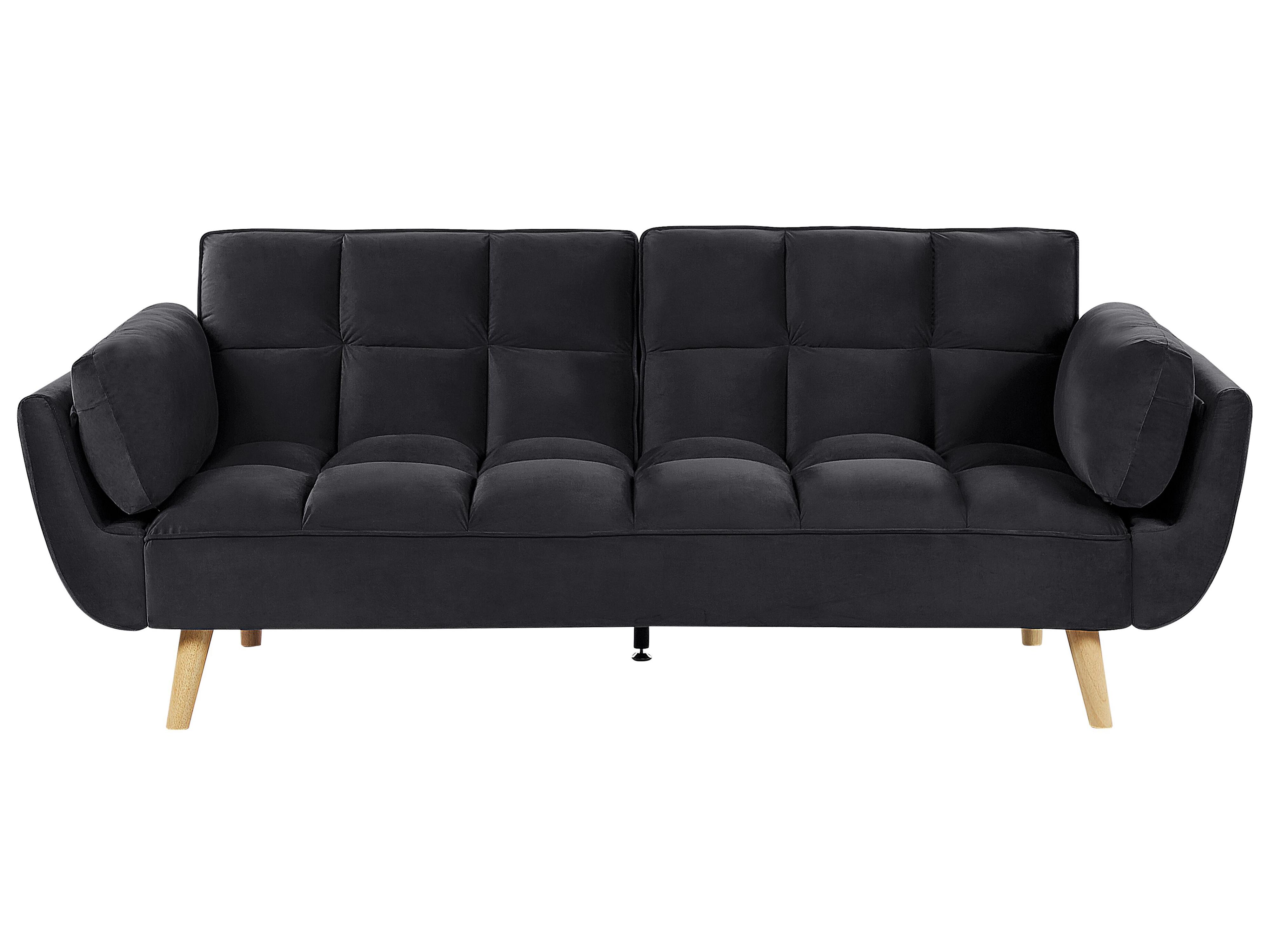 Sofa Bed 3 Seater ASBY Velvet Black