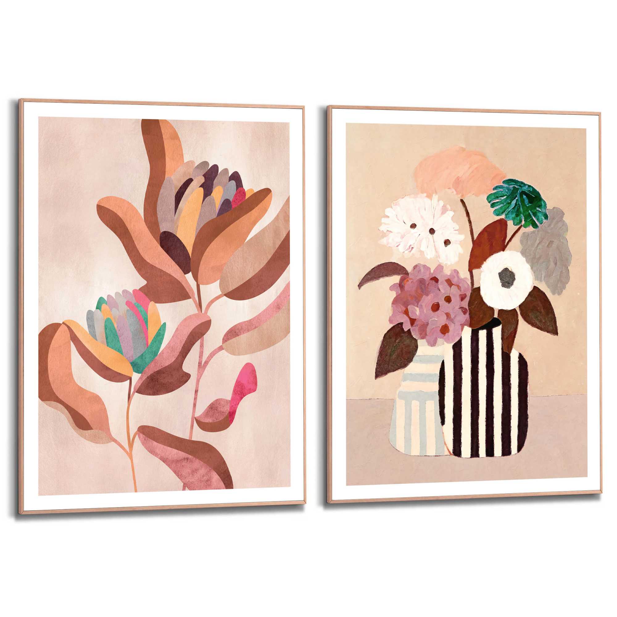 Reinders - Bloemen - Schilderijen set 50x70 cm - Roze
