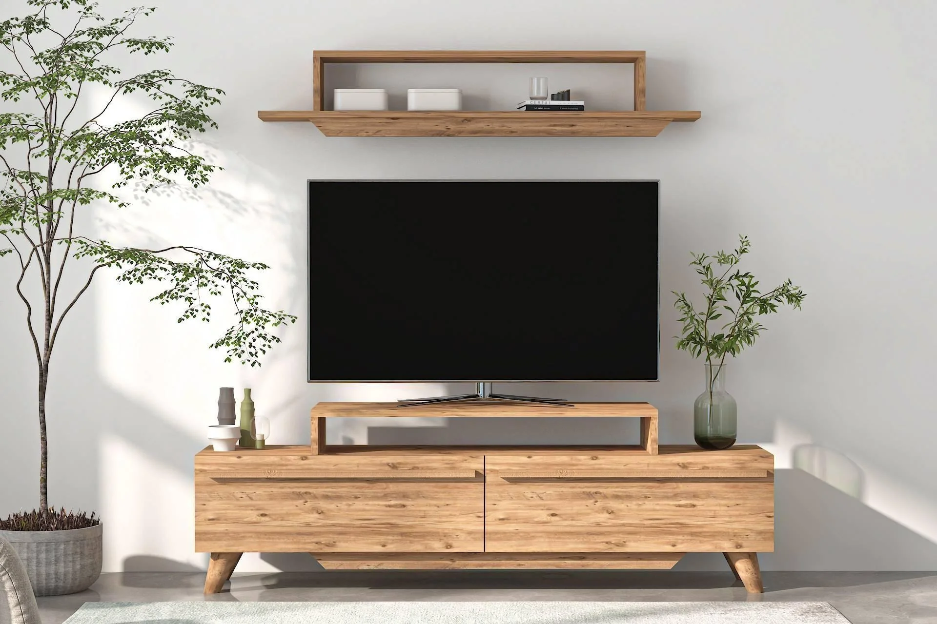 TV-meubel Symphony met wandplank