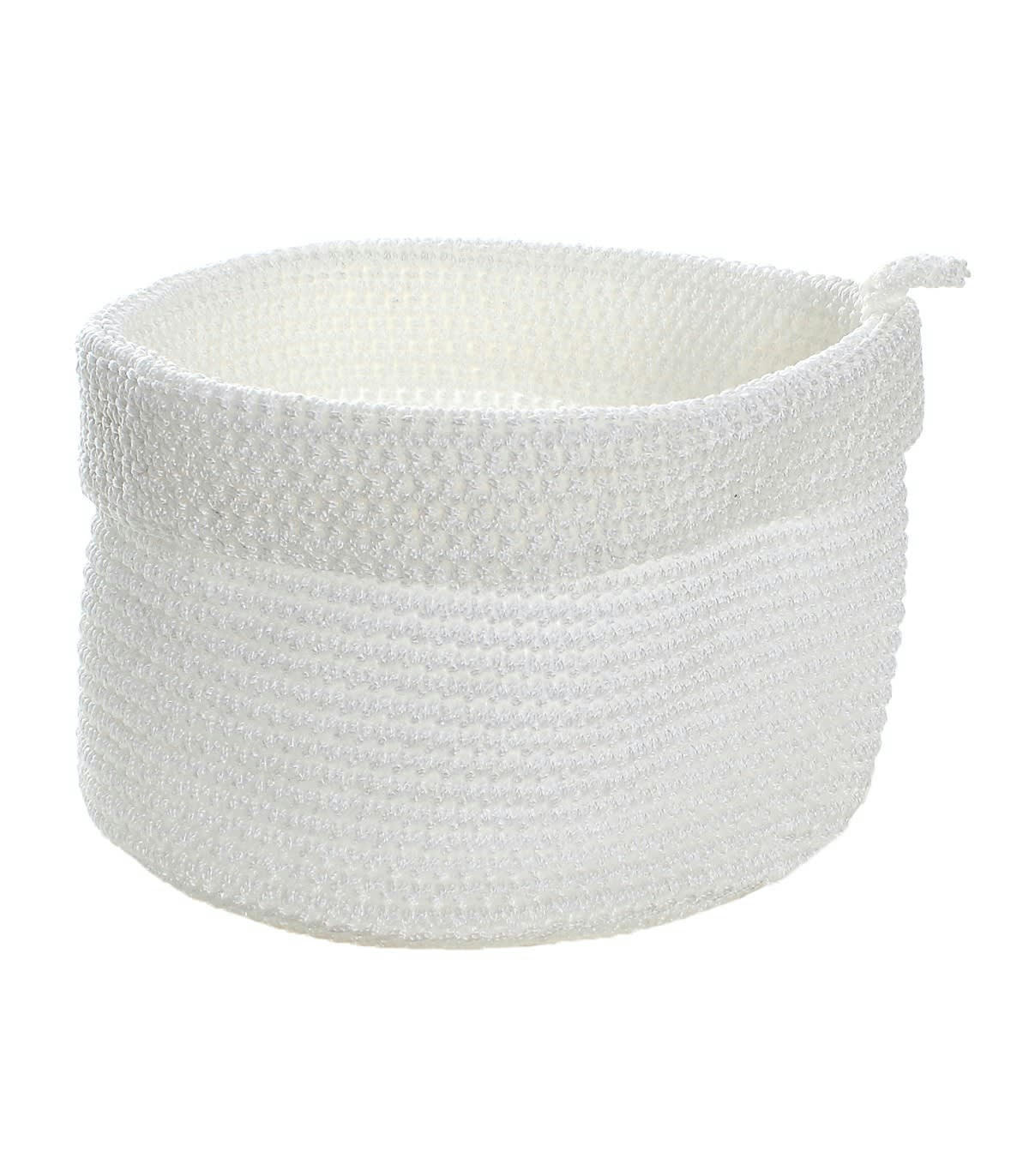 - Panier rond maille crochet blanc H17cm x L20cm x l20cm