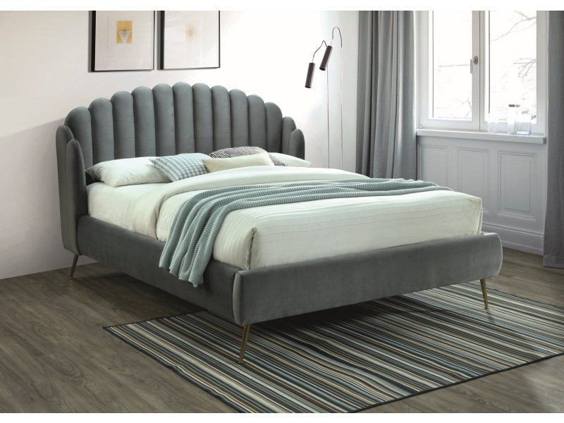 Łóżko CALABRIA VELVET 160x200 szare bez szuflady/bez materaca