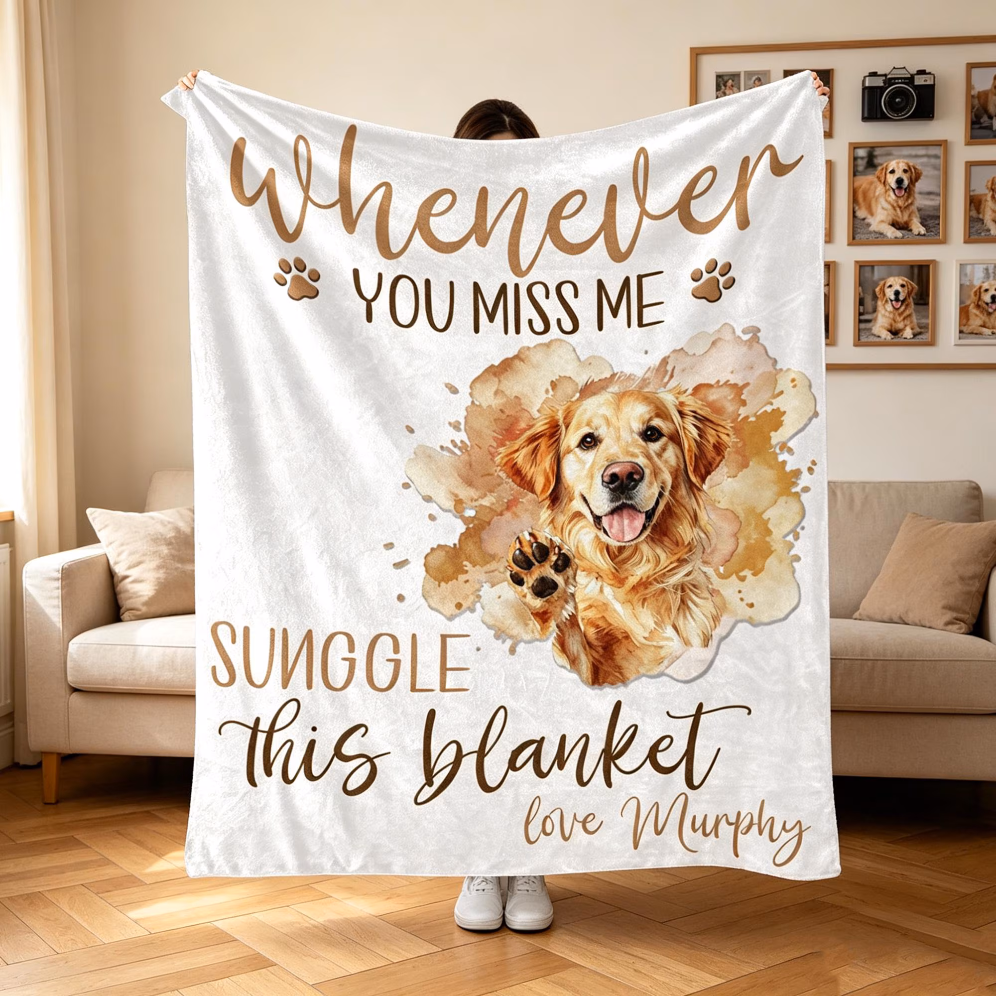 Custom Pet Photo Blanket, Personalized Dog Portrait Blanket, Pets Memorial Gift, Cat Picture Blankets