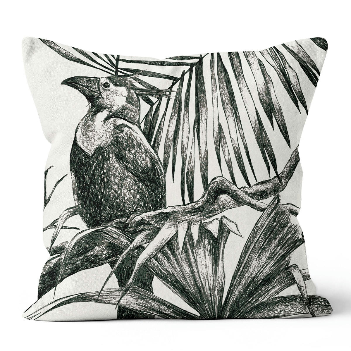 - Coussin tropical polyester noir 40x40cm