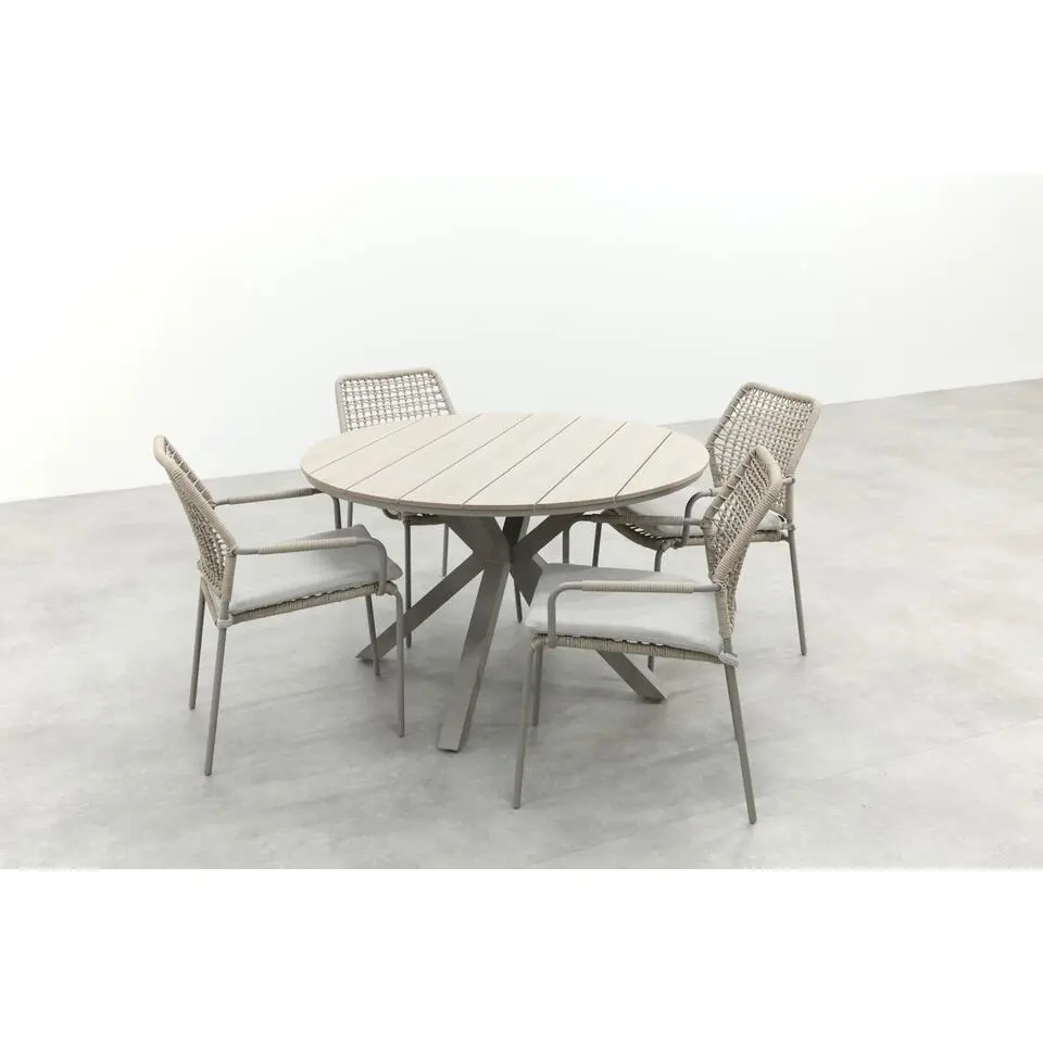 GI Swifty/Edison 4-persoons ronde stapelbare tuinset &Oslash;122 cm. - Taupe