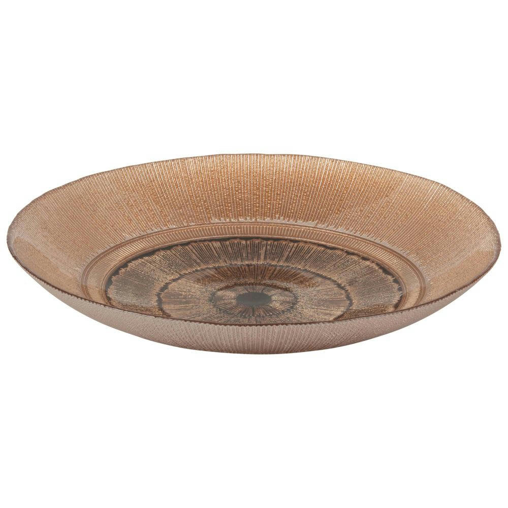 SOLAIRE - Plat décoratif en verre strié orange