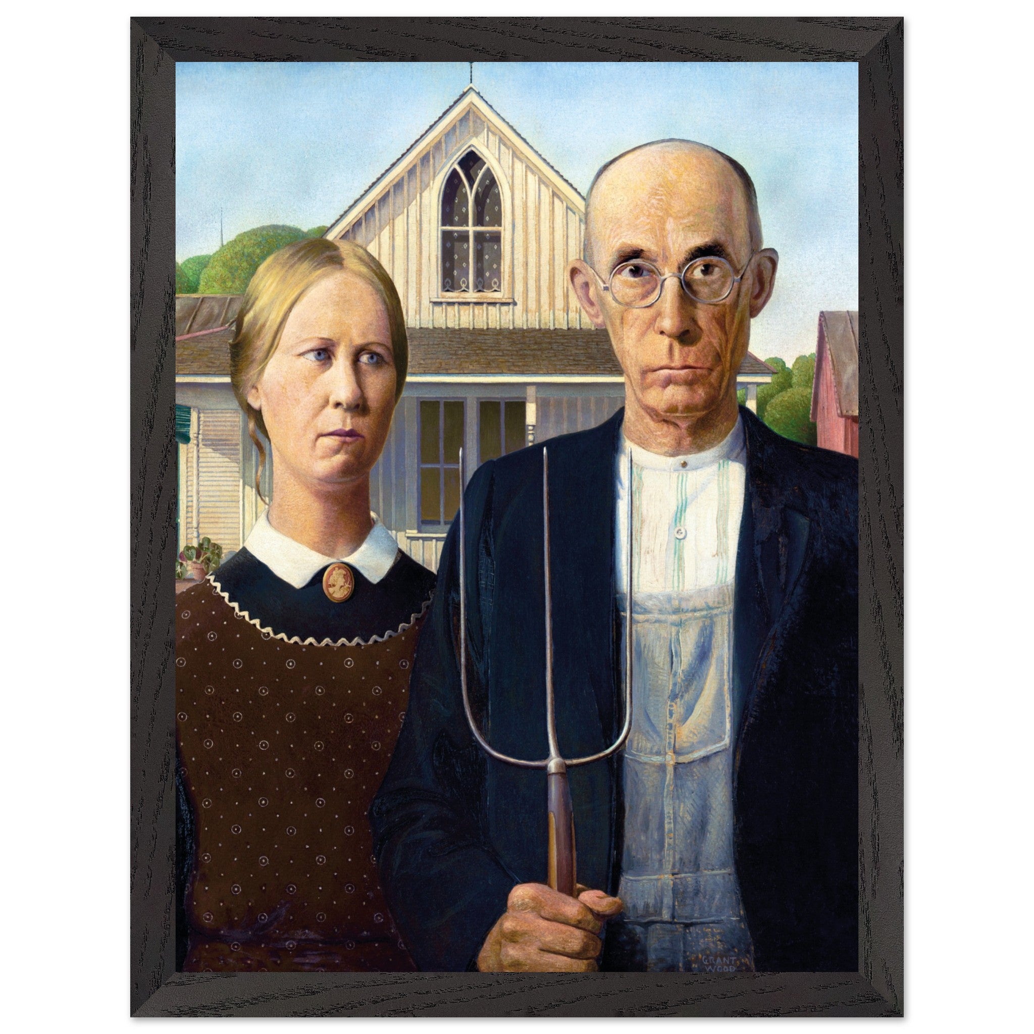 Artfulprints Poster met Lijst Grant Wood - American gothic  - 30x40 cm - Meerkleurig