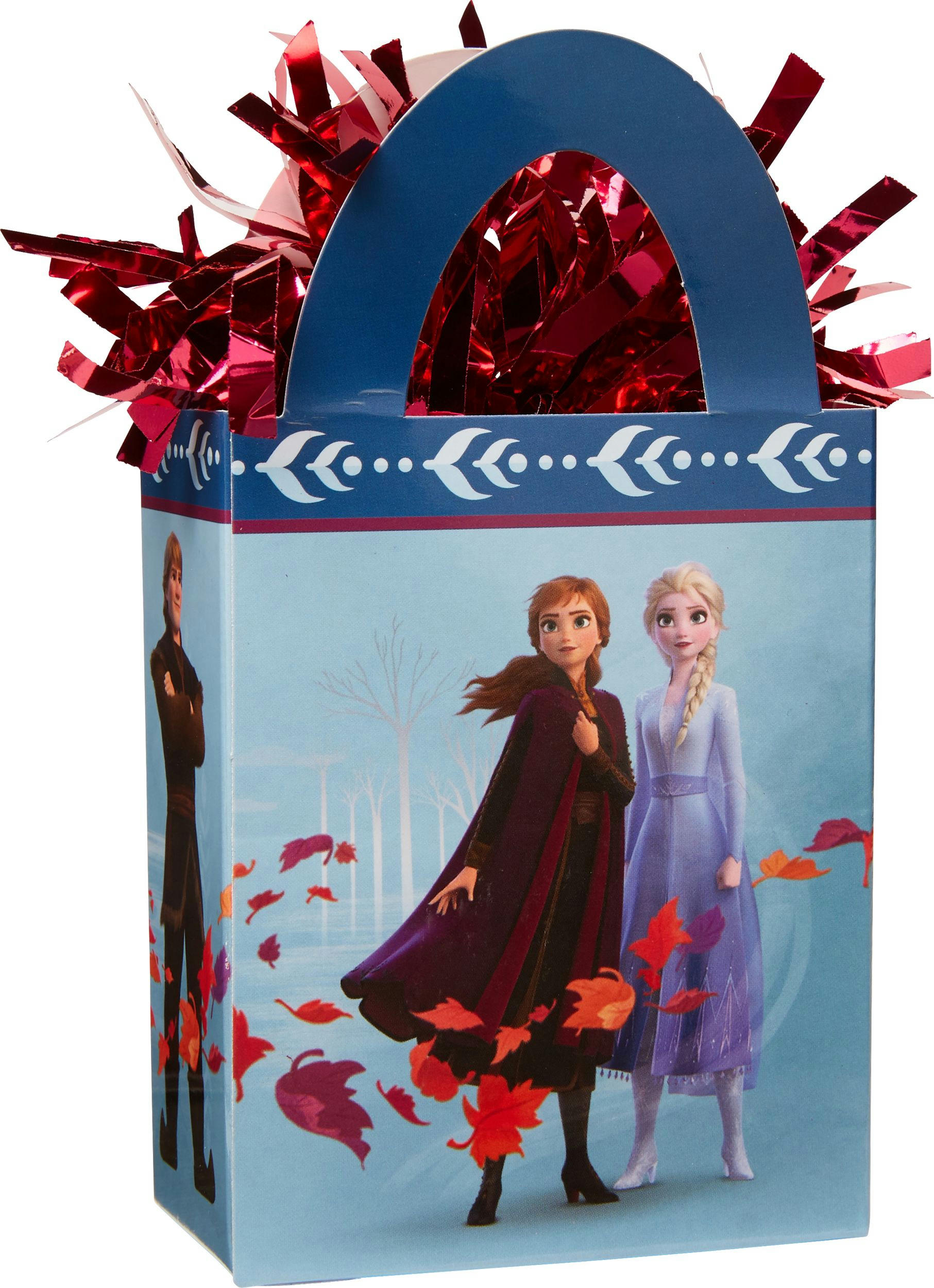 Disney Frozen Elsa & Anna Gift Bag Shaped Balloon Weight Accessory, Blue/Red, 5.5-in, for Birthday Party