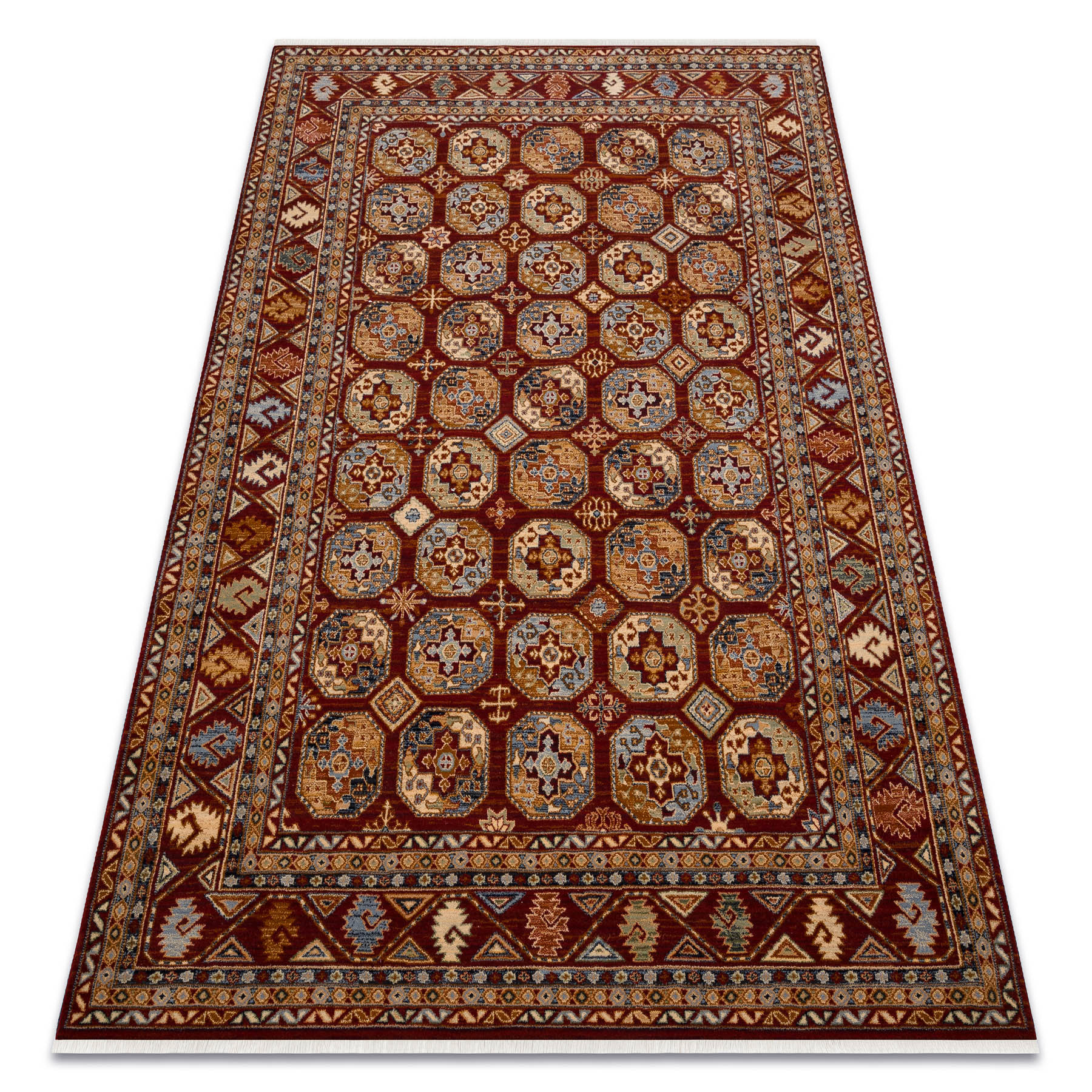 Dywan wełniany KESHAN Frędzle, Ornament, ramka orientalny 80x145 cm