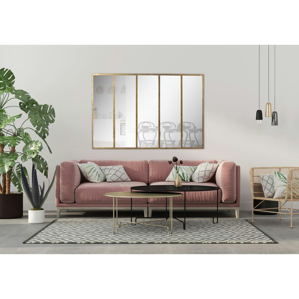 LOOS - Miroir verrière en métal 137x90 cm or