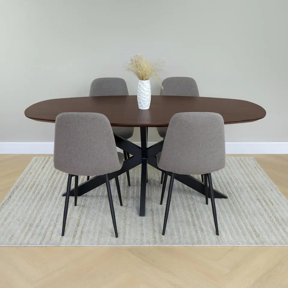 QUVIO Eettafel Sofia - Deens ovaal - 180x90 cm - FSC - Walnoot bruin