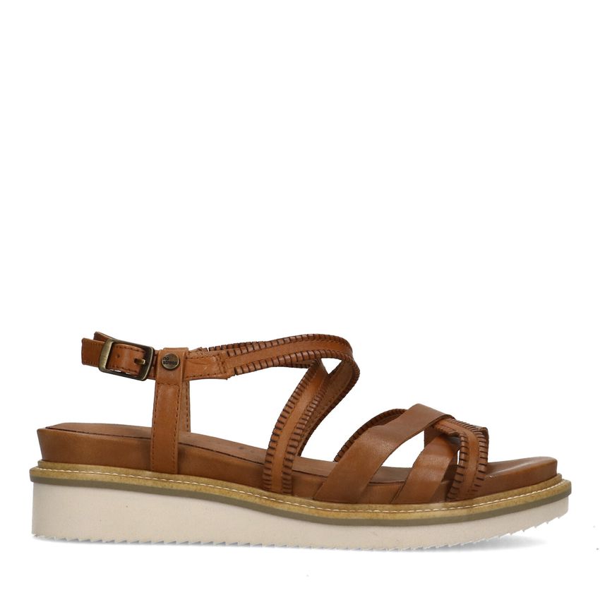 No Stress Cognac leren sandalen met bandjes