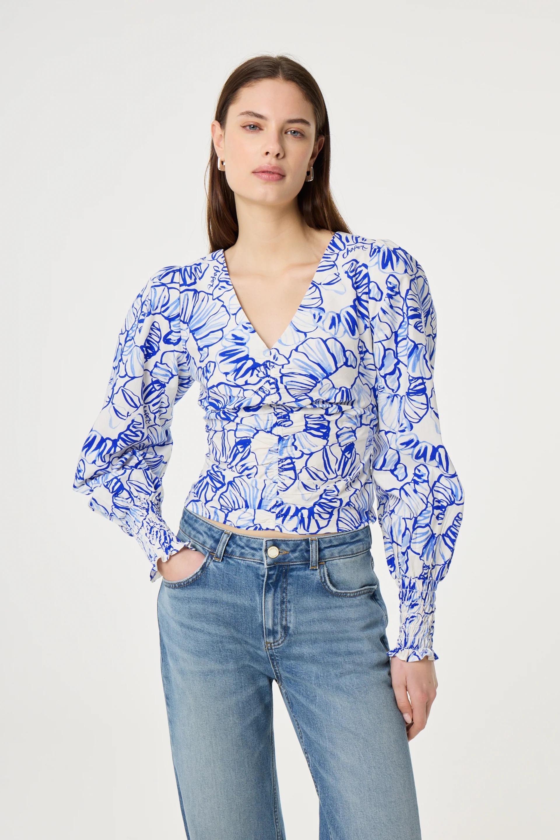Madeleine Top | Cosy White/Cobalt