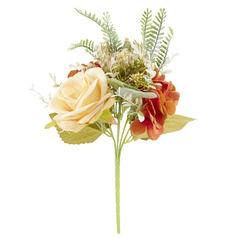 Bouquet artificiel roses et petites fleurs Ø26xH41cm (2&nbsp;modèles)