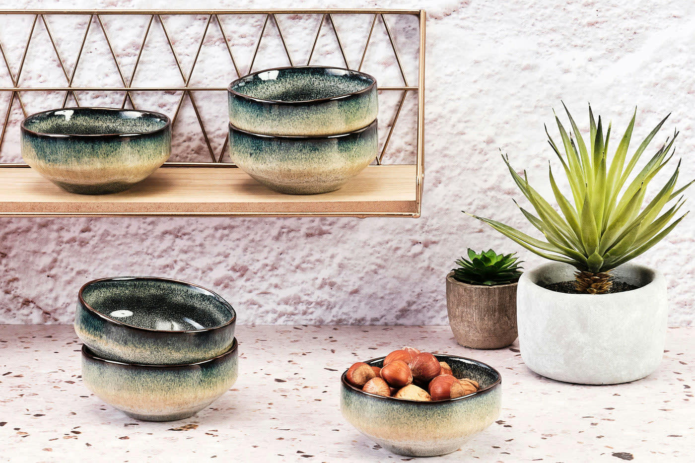 GENESIS - Lot de 6 petits bols en grès gris D11