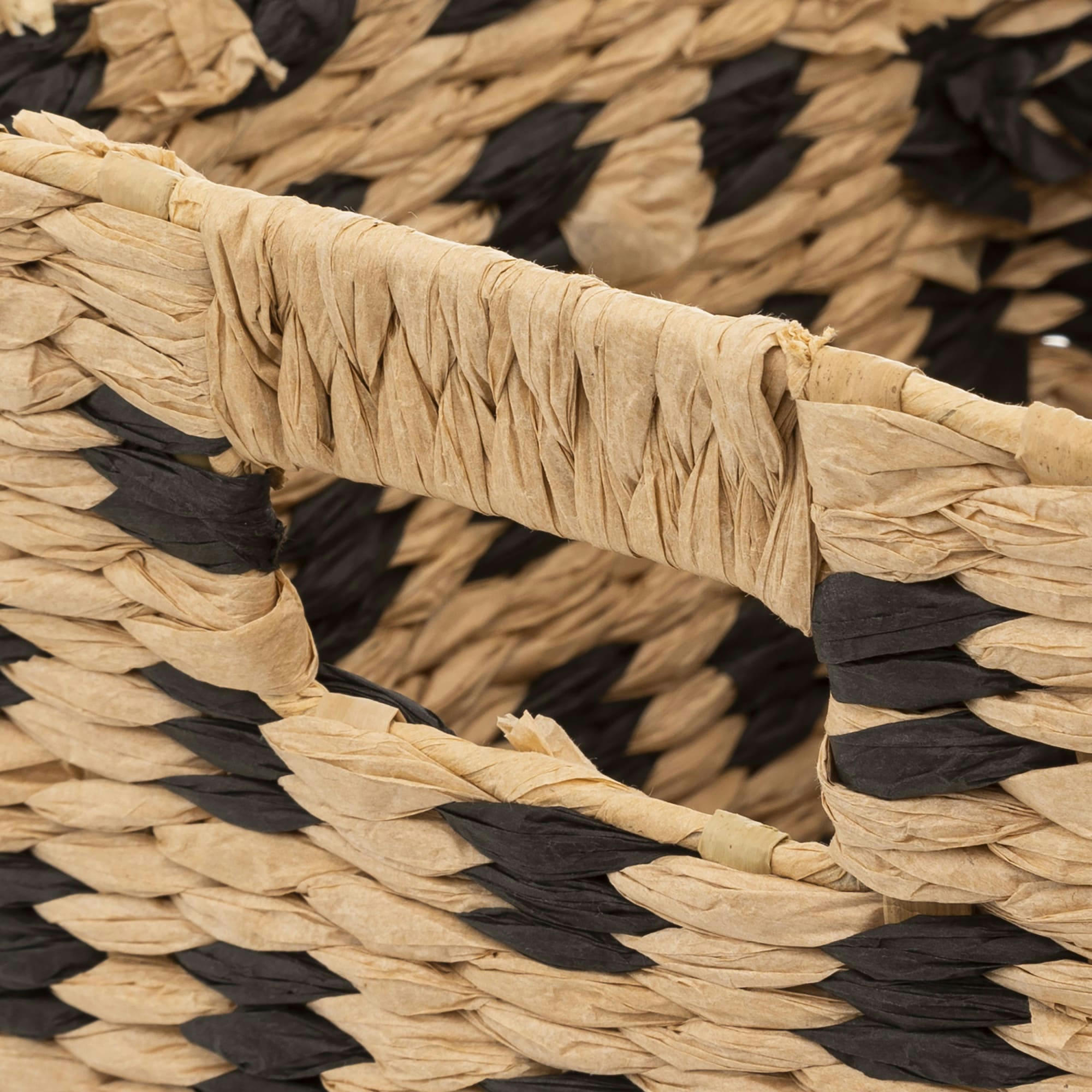 - Corbeille à papier tressée noir et marron - 31x31x31cm